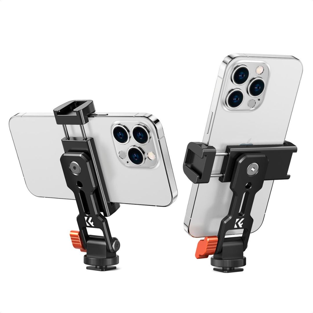 K&F Concept Metal Phone Tripod Mount, Universal Smartphone Stand with 2 Cold Shoe Mount KF31.094 - 1